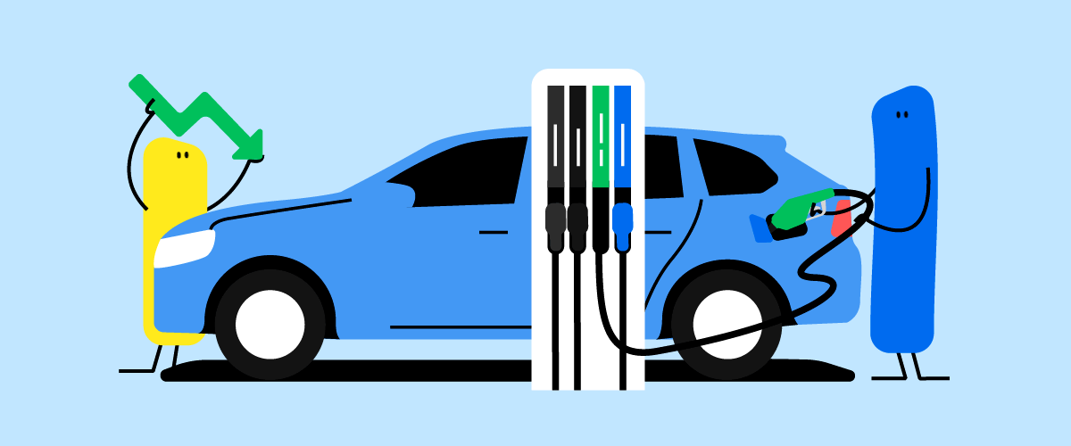 Cartoon characters charging electric car.